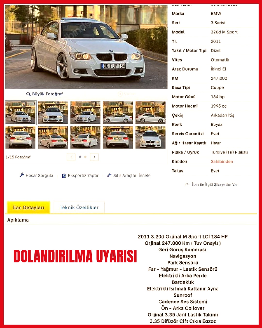 Kayseri'den Ankara'ya araç almaya giden vatandaş ekspertiz sonucu
