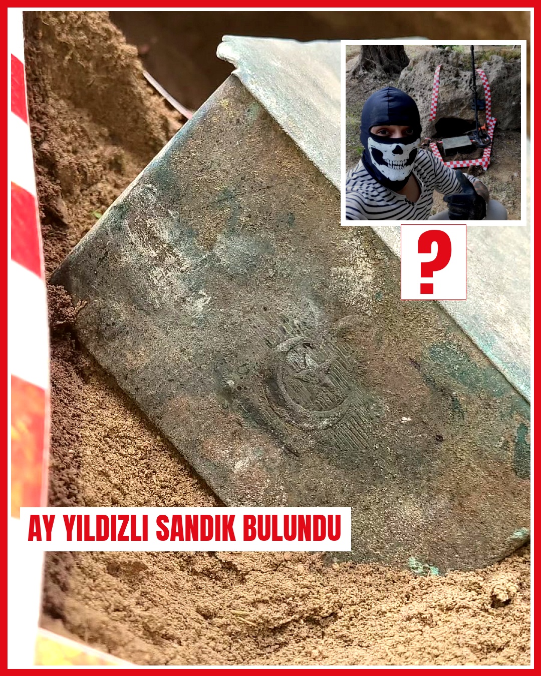 Arazide metal dedektörü denemesi yapan genç ay yıldızlı