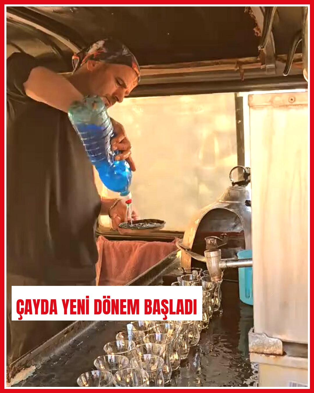 Seyyar çaycı, çayların sıcak kalması için yeni bir