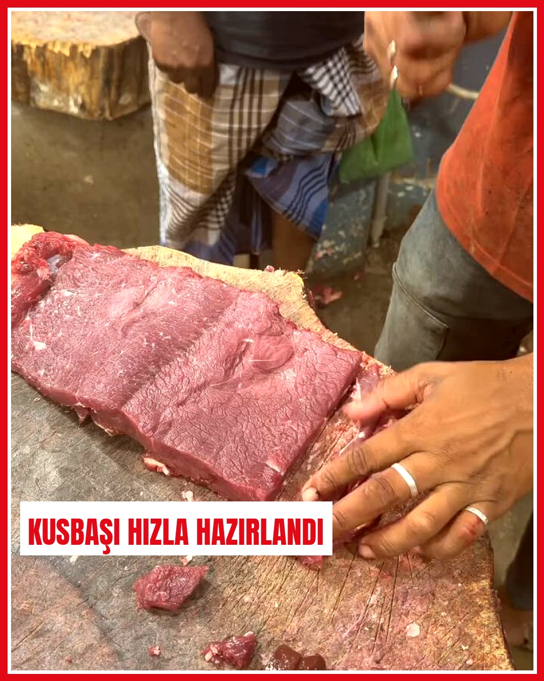 Kasap, kuşbaşı et talebini birkaç saniyede yerine getirdi