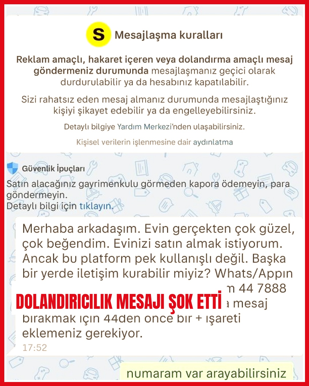 Evini satmaya çalışan vatandaşa dolandırıcılık mesajı geldi
