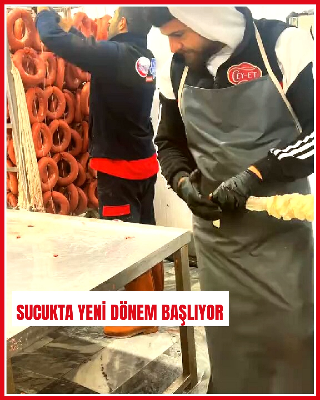 Türkiye'de bir sucuk işletmesinde gerçekleştirilen üretim