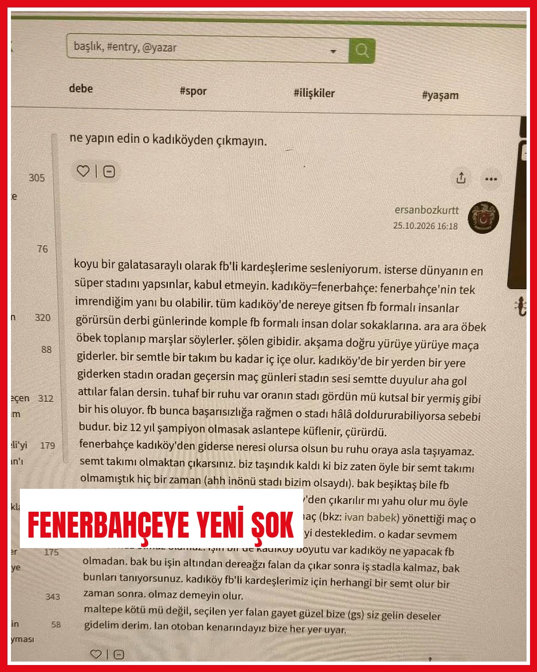 Galatasaray taraftarından Fenerbahçe'nin stadyum projesine eleştiriler