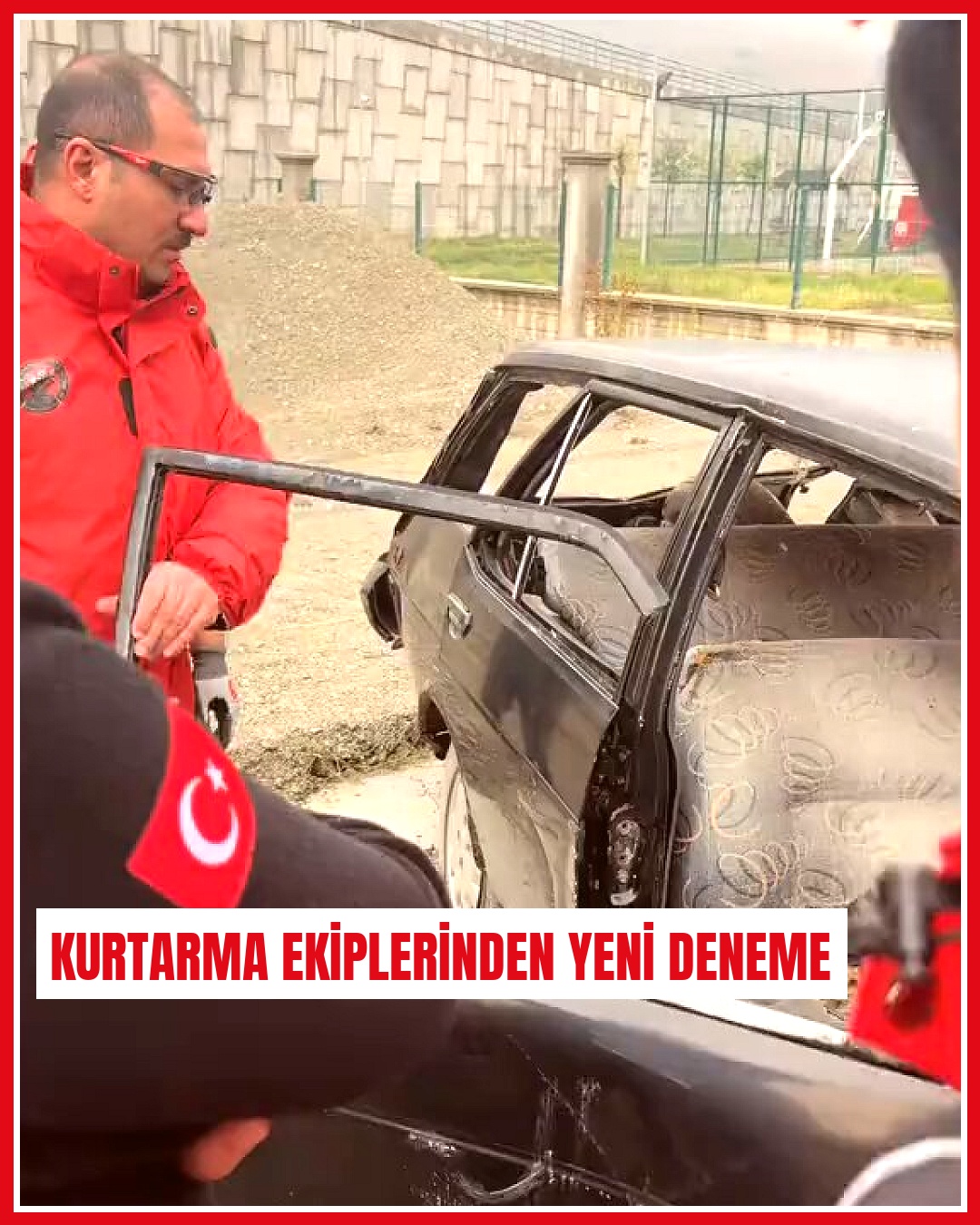 Çankırı kurtarma ekipleri yeni kesme makinesini hurda araçta